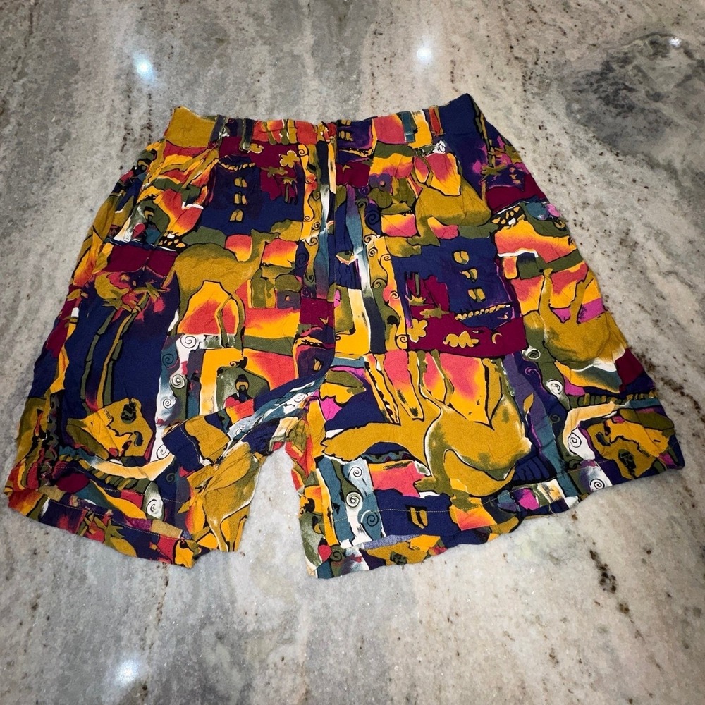Vintage 80s 90s First Class 32" Large Shorts African Desert Camel‎ Colorblock